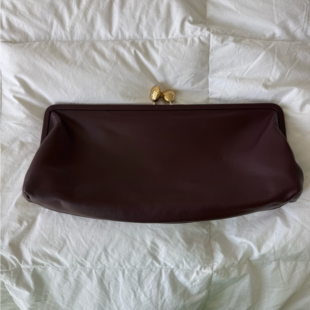 Zara leather Burgundy Clutch Bag